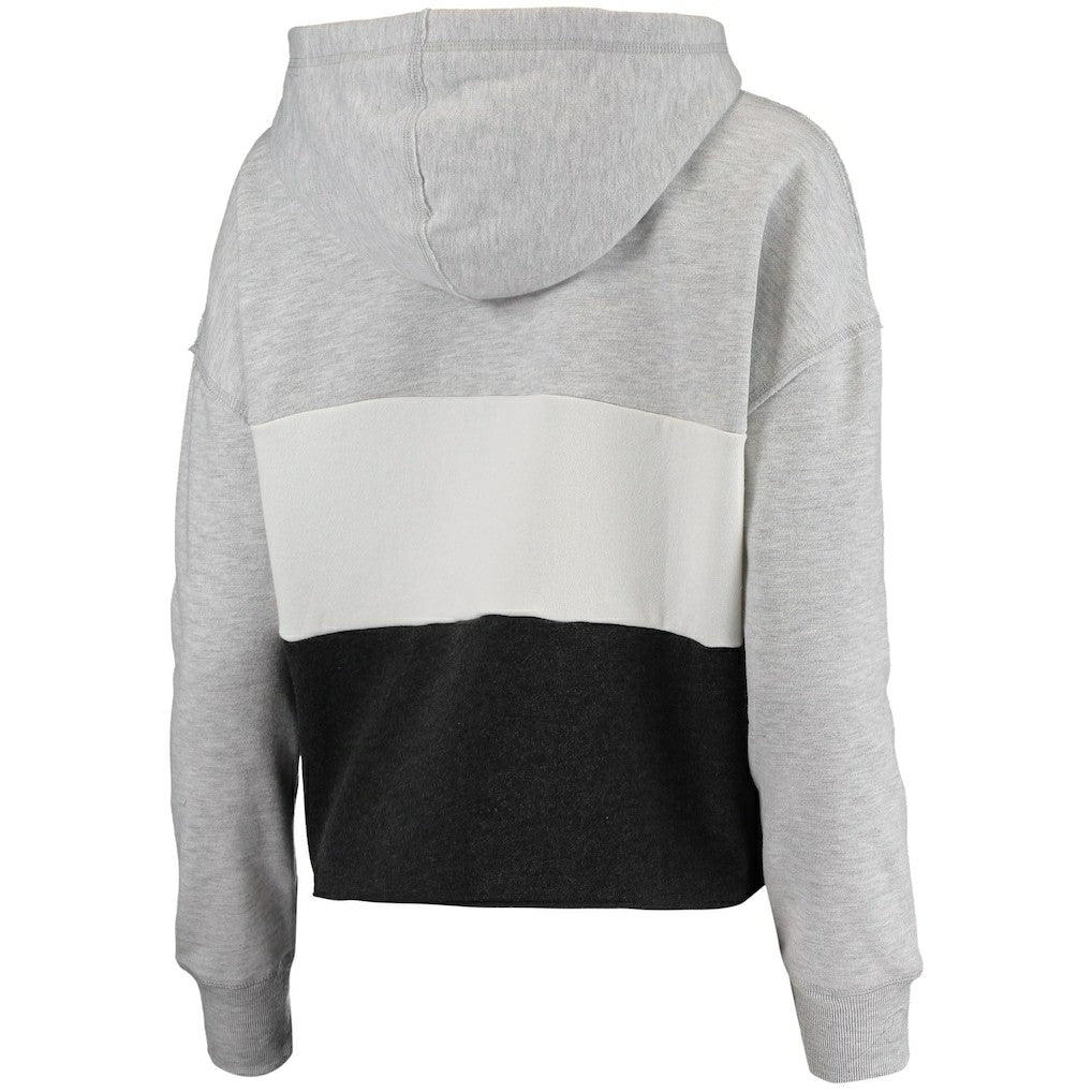 Brooklyn Nets '47 Women's Lizzy Cutoff Pullover Hoodie Heathered Gray/Heathered Black - NBA