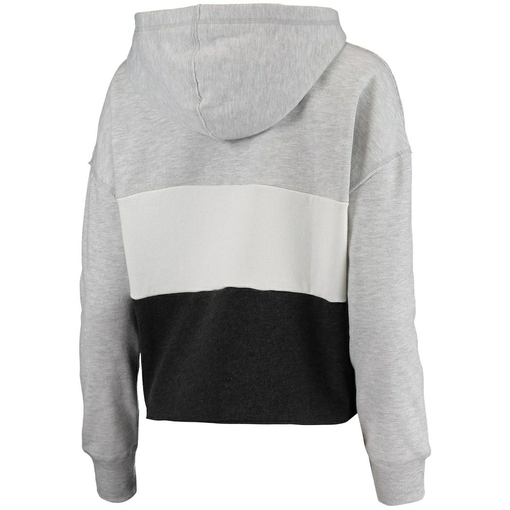 Brooklyn Nets '47 Women's Lizzy Cutoff Pullover Hoodie Heathered Gray/Heathered Black - NBA