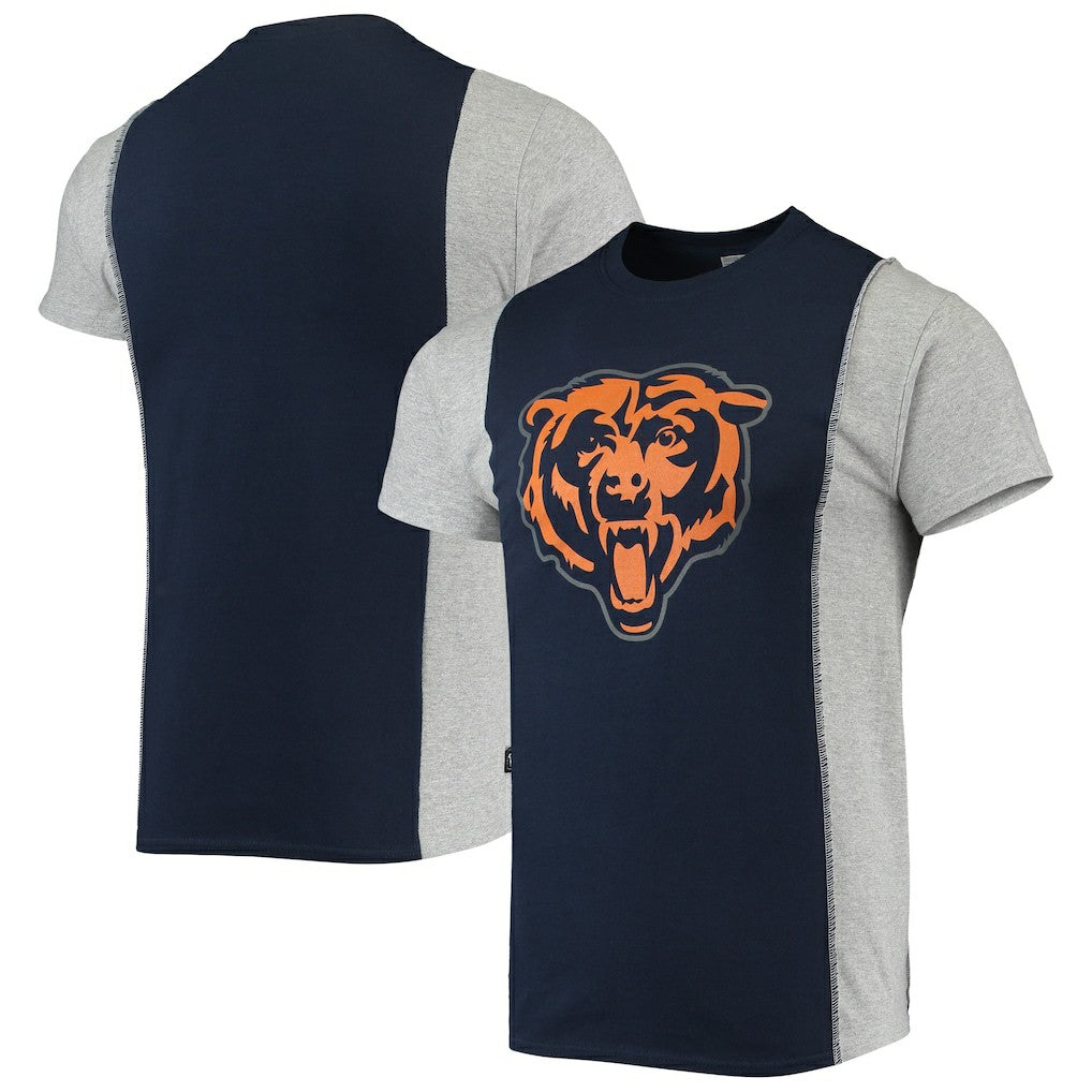 Chicago Bears Refried Apparel Sustainable Split T-Shirt Navy/Heathered Gray | NFL