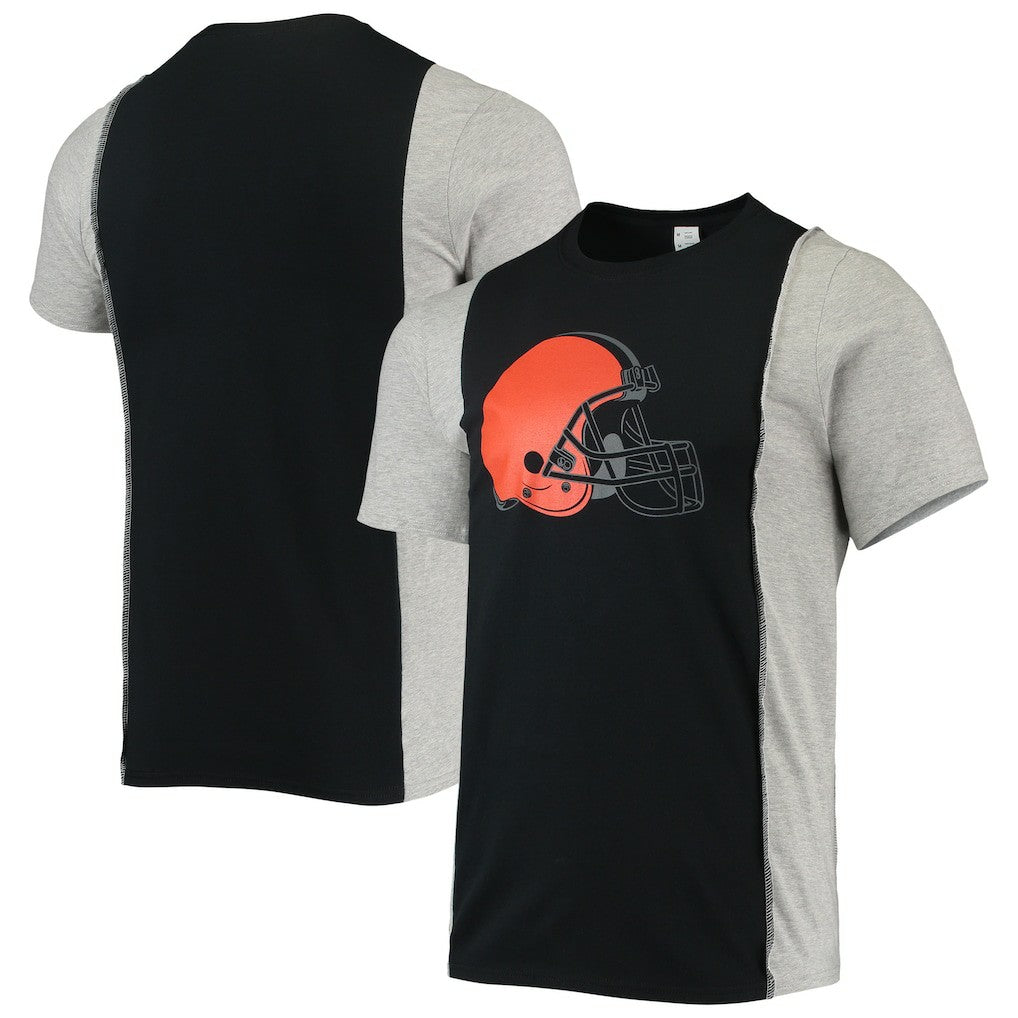 Cleveland Browns Refried Apparel Sustainable Split T-Shirt Black/Heathered Gray | NFL