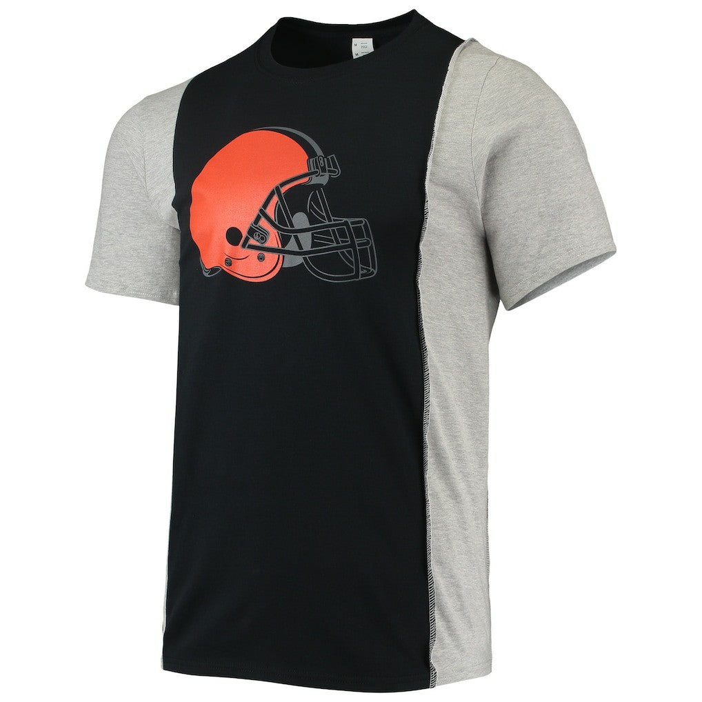 Cleveland Browns Refried Apparel Sustainable Split T-Shirt Black/Heathered Gray | NFL