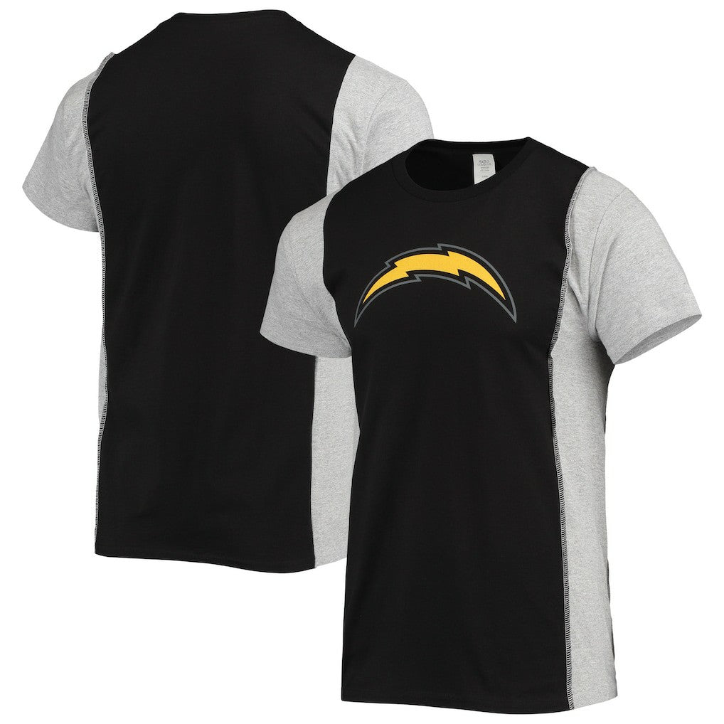 Los Angeles Chargers Refried Apparel Sustainable Split T-Shirt Black/Heathered Gray | NFL