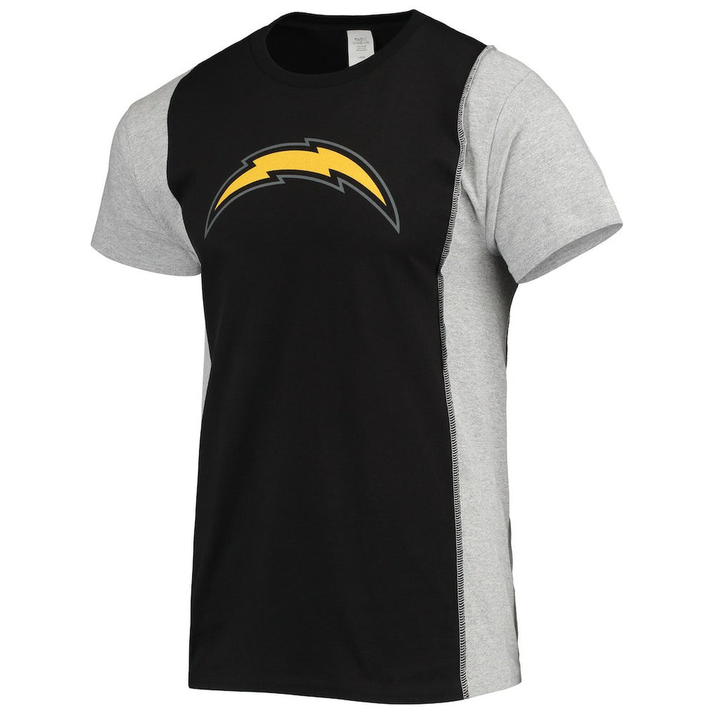 Los Angeles Chargers Refried Apparel Sustainable Split T-Shirt Black/Heathered Gray | NFL