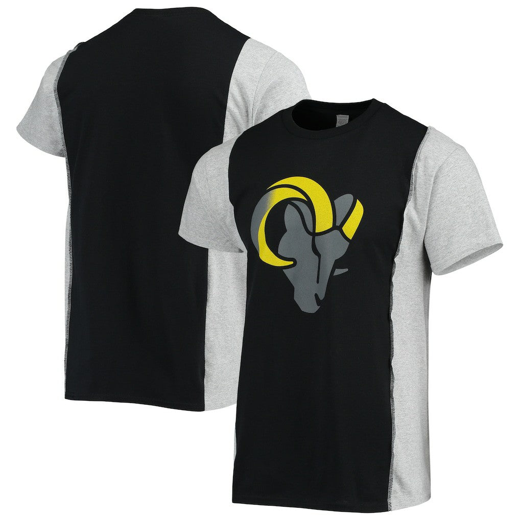 Los Angeles Rams Refried Apparel Sustainable Split T-Shirt Black/Heathered Gray | NFL