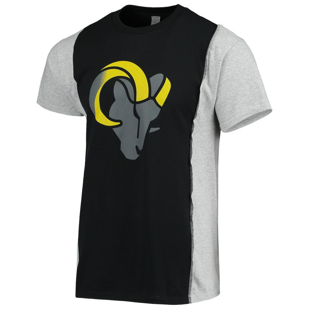 Los Angeles Rams Refried Apparel Sustainable Split T-Shirt Black/Heathered Gray | NFL