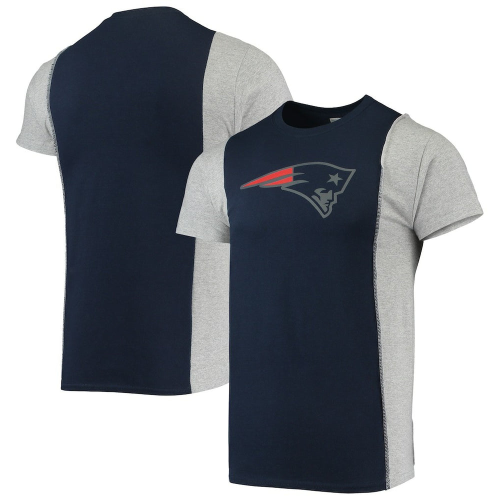 New England Patriots Refried Apparel Sustainable Split T-Shirt Navy/Heathered Gray | NFL