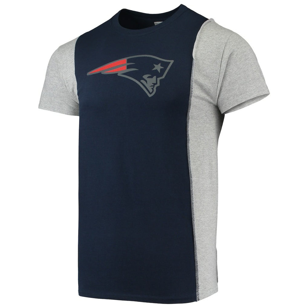 New England Patriots Refried Apparel Sustainable Split T-Shirt Navy/Heathered Gray | NFL