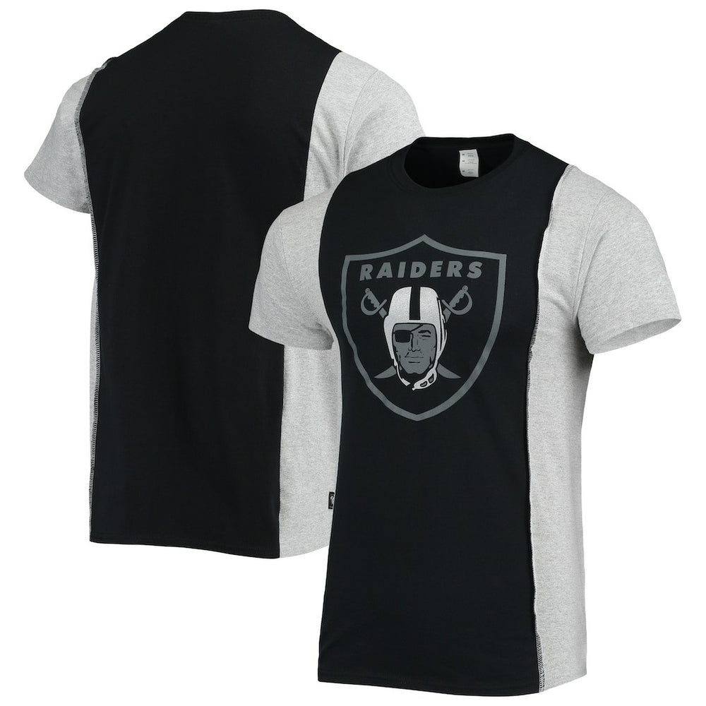 Las Vegas Raiders Refried Apparel Sustainable Split T-Shirt Black/Heathered Gray | NFL