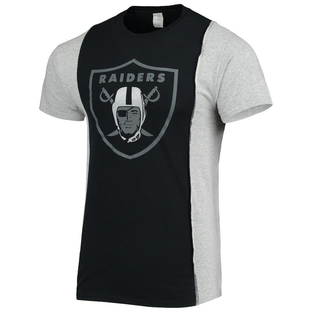 Las Vegas Raiders Refried Apparel Sustainable Split T-Shirt Black/Heathered Gray | NFL