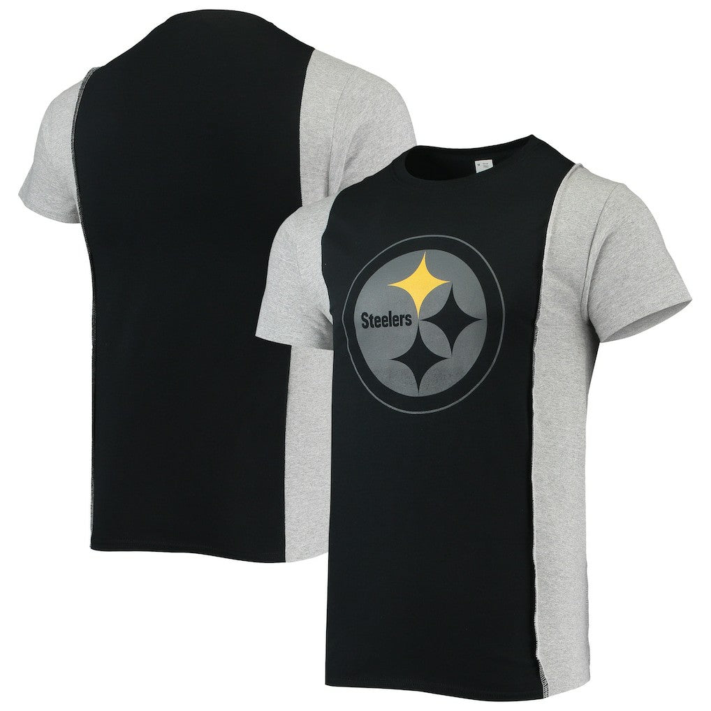 Pittsburgh Steelers Refried Apparel Sustainable Split T-Shirt Black/Heathered Gray | NFL
