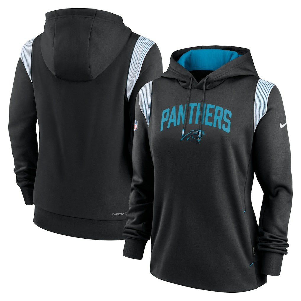 Carolina Panthers Women's Sideline Stack Performance Pullover Hoodie Black | Nike for Sale