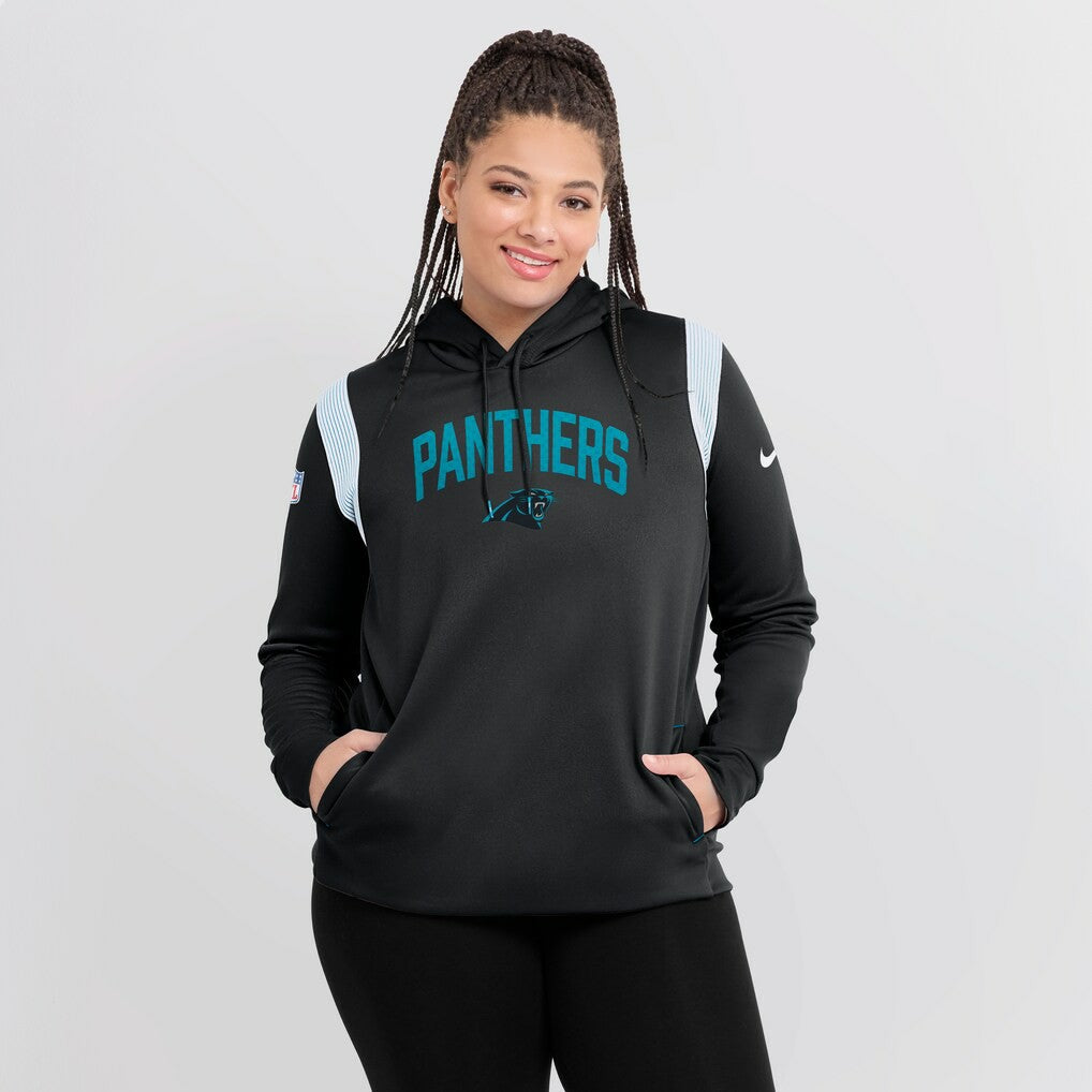 Carolina Panthers Women's Sideline Stack Performance Pullover Hoodie Black | Nike for Sale