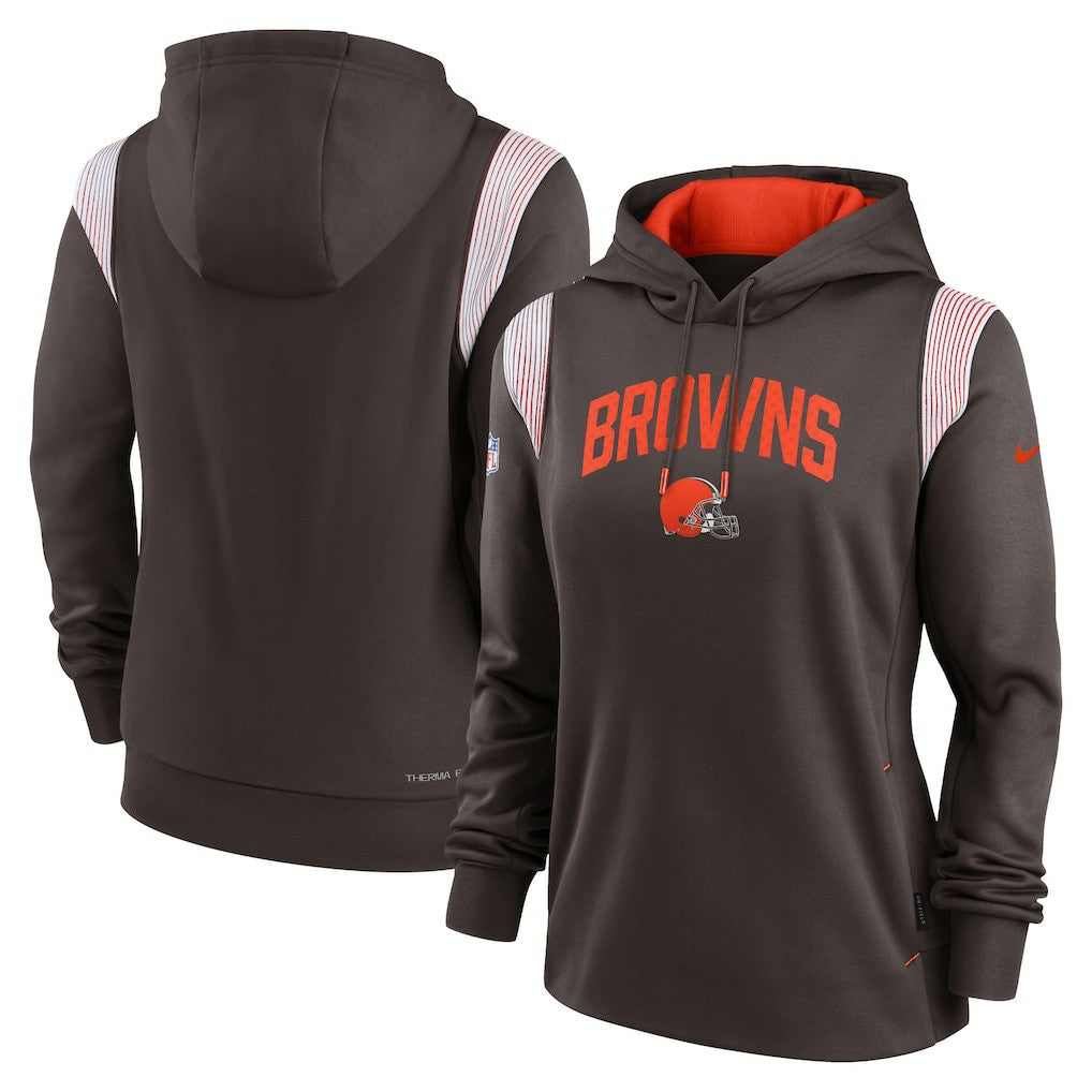 Cleveland Browns Women's Sideline Stack Performance Pullover Hoodie Brown | Nike for Sale