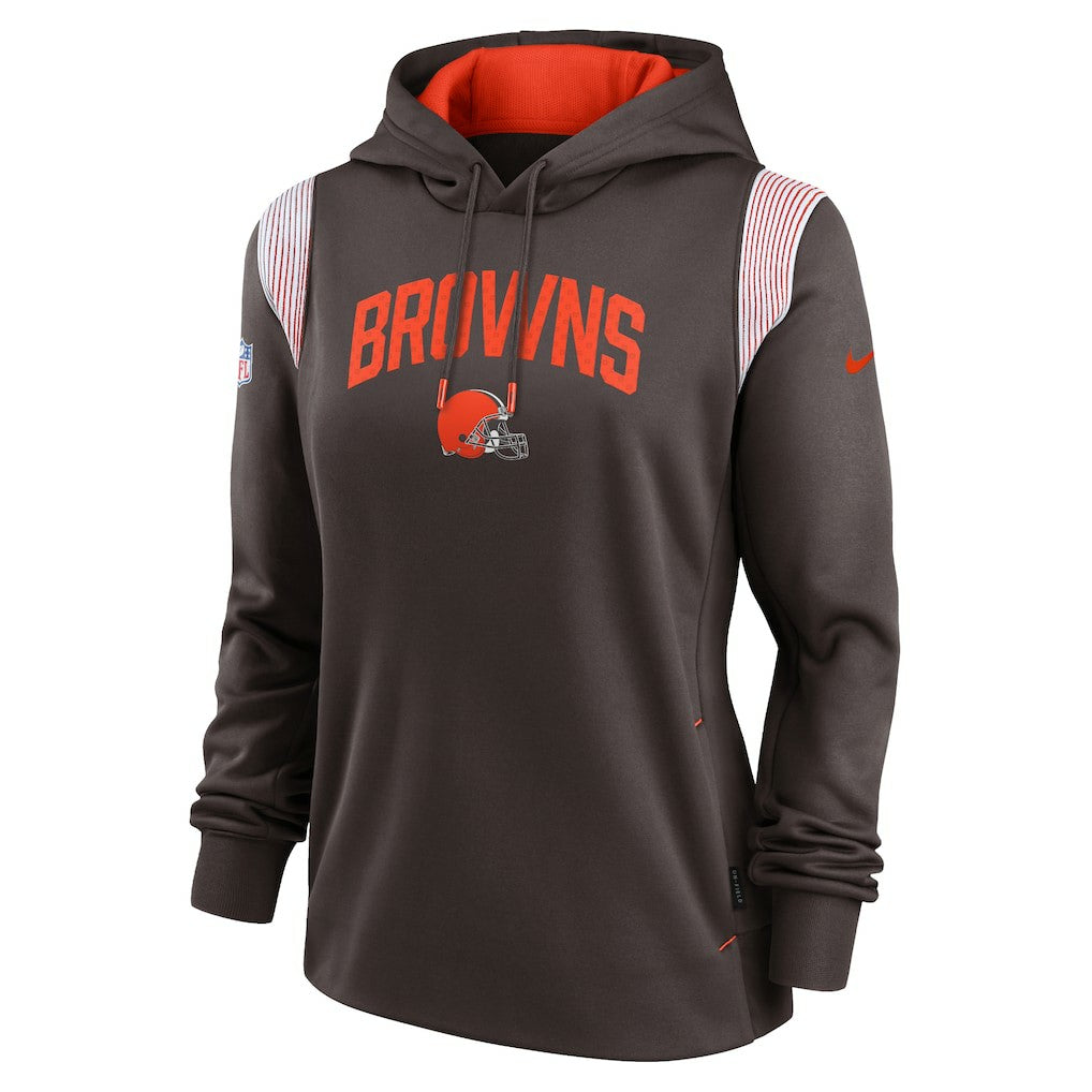 Cleveland Browns Women's Sideline Stack Performance Pullover Hoodie Brown | Nike for Sale