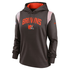 Cleveland Browns Women's Sideline Stack Performance Pullover Hoodie Brown | Nike for Sale
