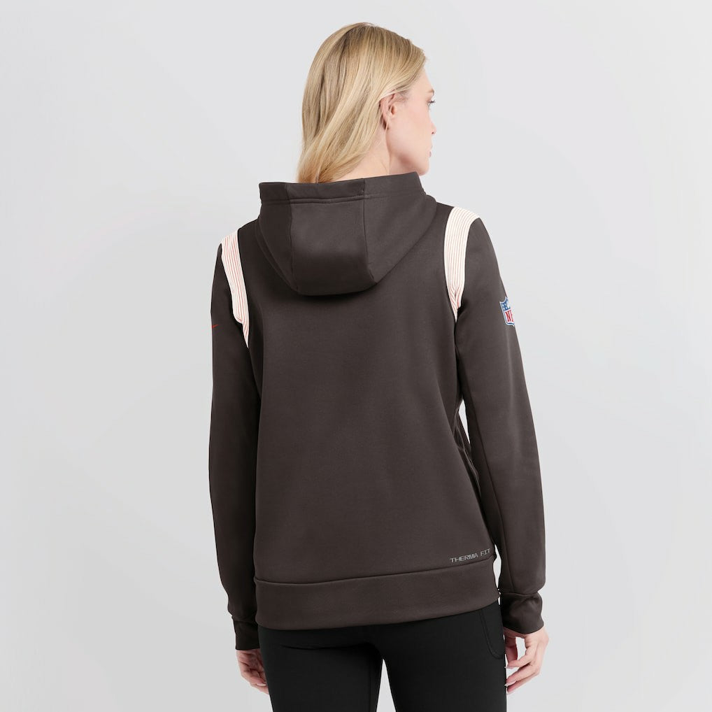 Cleveland Browns Women's Sideline Stack Performance Pullover Hoodie Brown | Nike for Sale