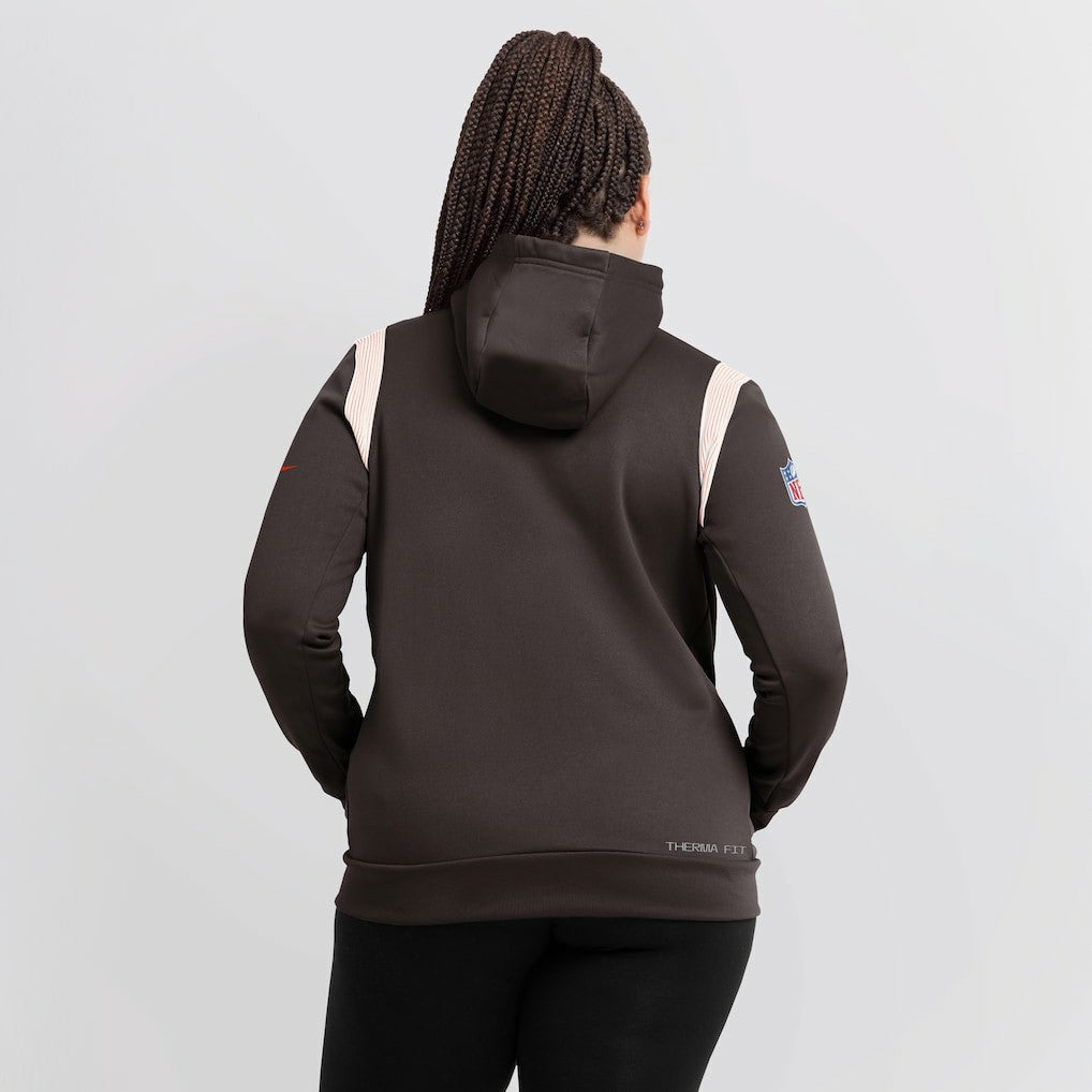 Cleveland Browns Women's Sideline Stack Performance Pullover Hoodie Brown | Nike for Sale