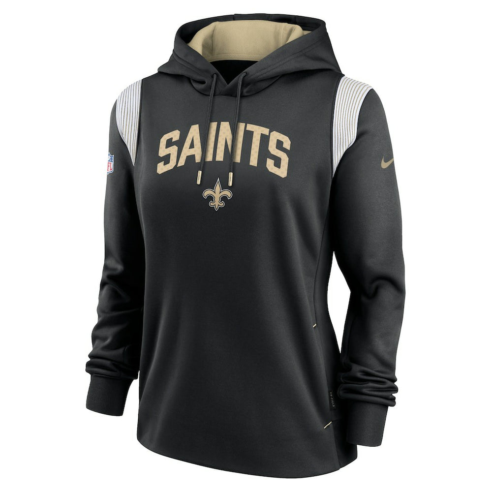 New Orleans Saints Women's Sideline Stack Performance Pullover Hoodie Black | Nike for Sale