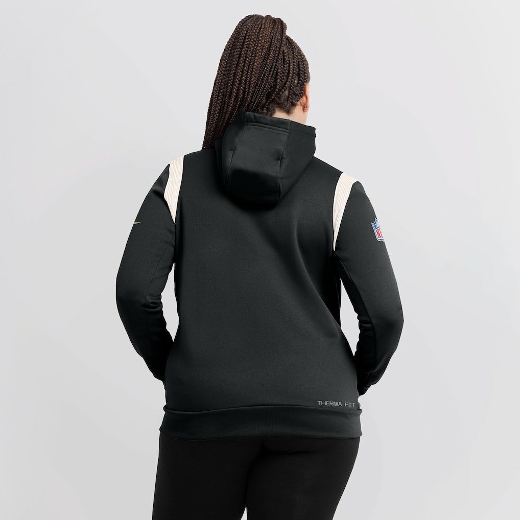 New Orleans Saints Women's Sideline Stack Performance Pullover Hoodie Black | Nike for Sale