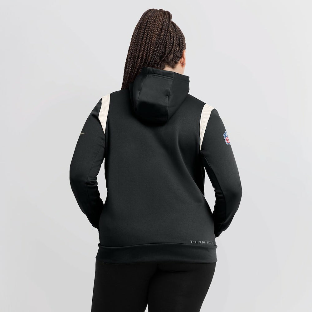 New Orleans Saints Women's Sideline Stack Performance Pullover Hoodie Black | Nike for Sale