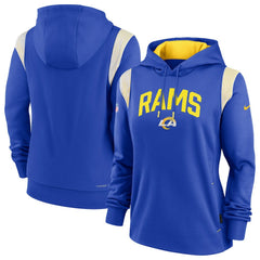 Los Angeles Rams Women's Sideline Stack Performance Pullover Hoodie Royal | Nike for Sale