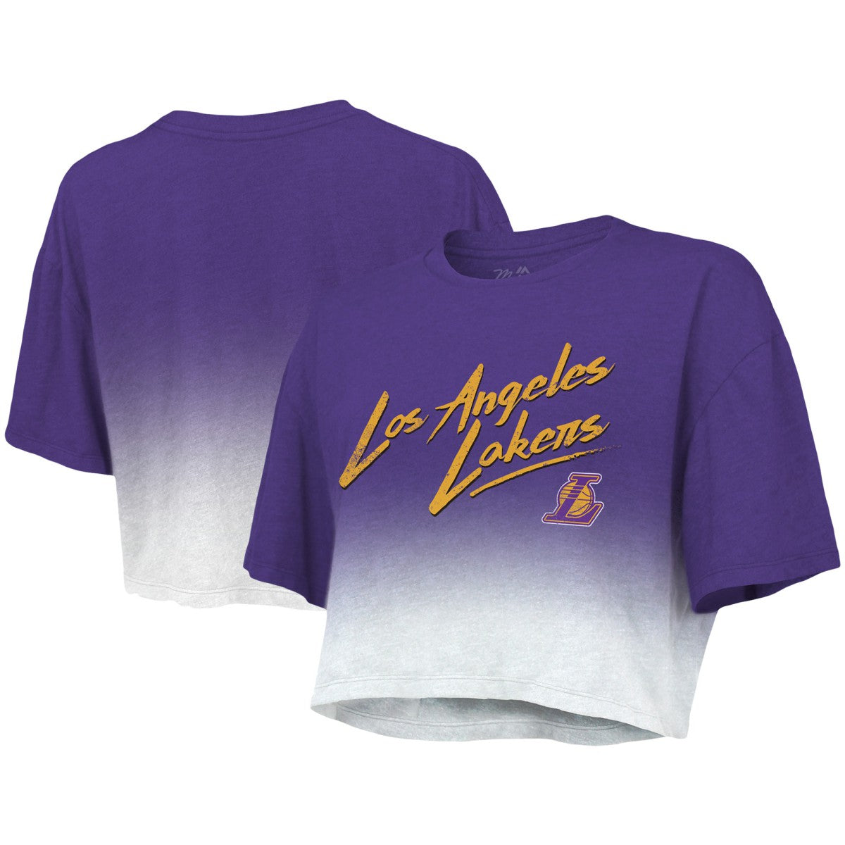 Los Angeles Lakers Majestic Threads Women's Dirty Dribble Tri-Blend Cropped T-Shirt Purple/White - NBA