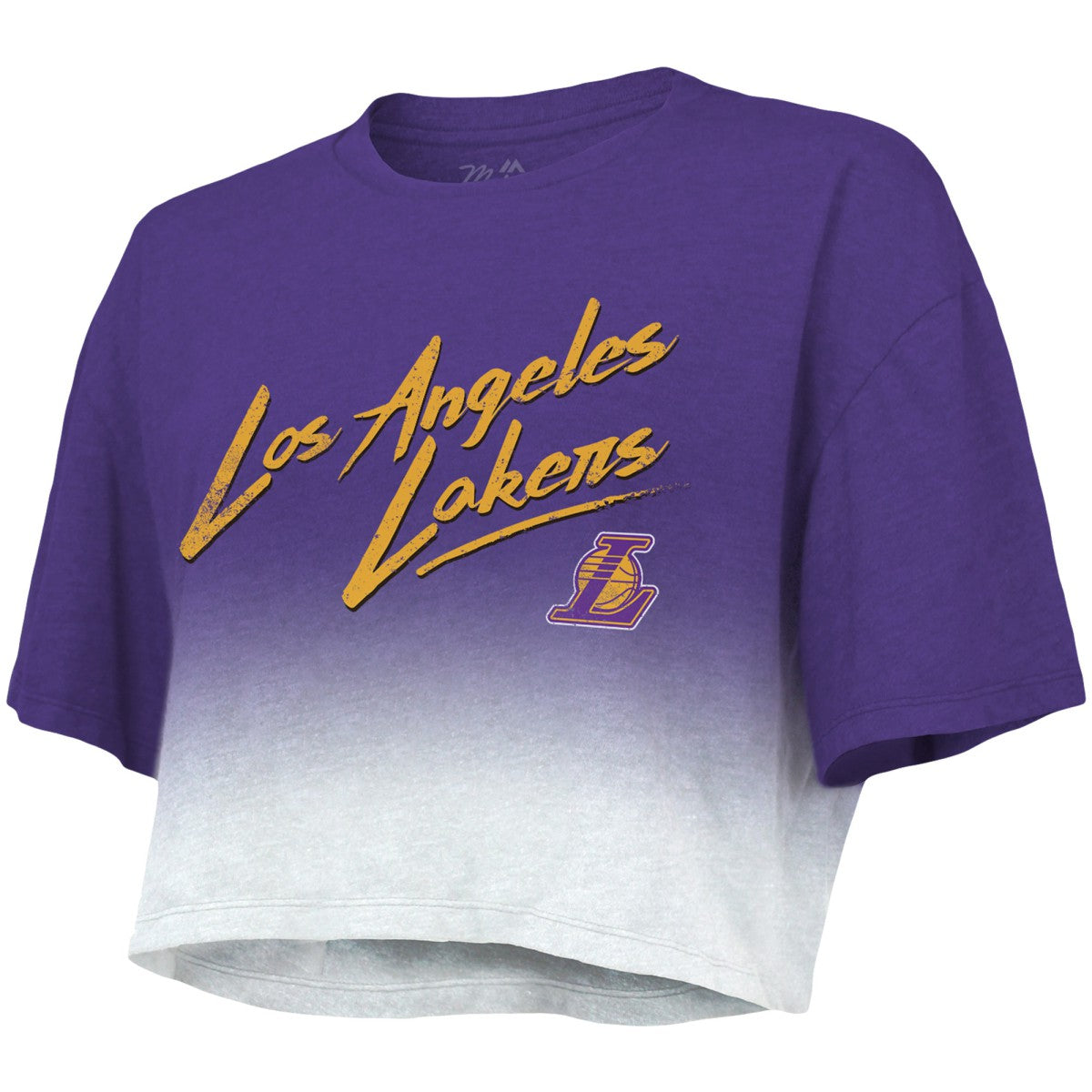 Los Angeles Lakers Majestic Threads Women's Dirty Dribble Tri-Blend Cropped T-Shirt Purple/White - NBA