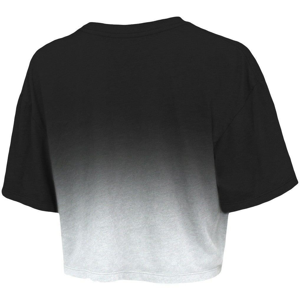 Brooklyn Nets Majestic Threads Women's Dirty Dribble Tri-Blend Cropped T-Shirt Black/White - NBA