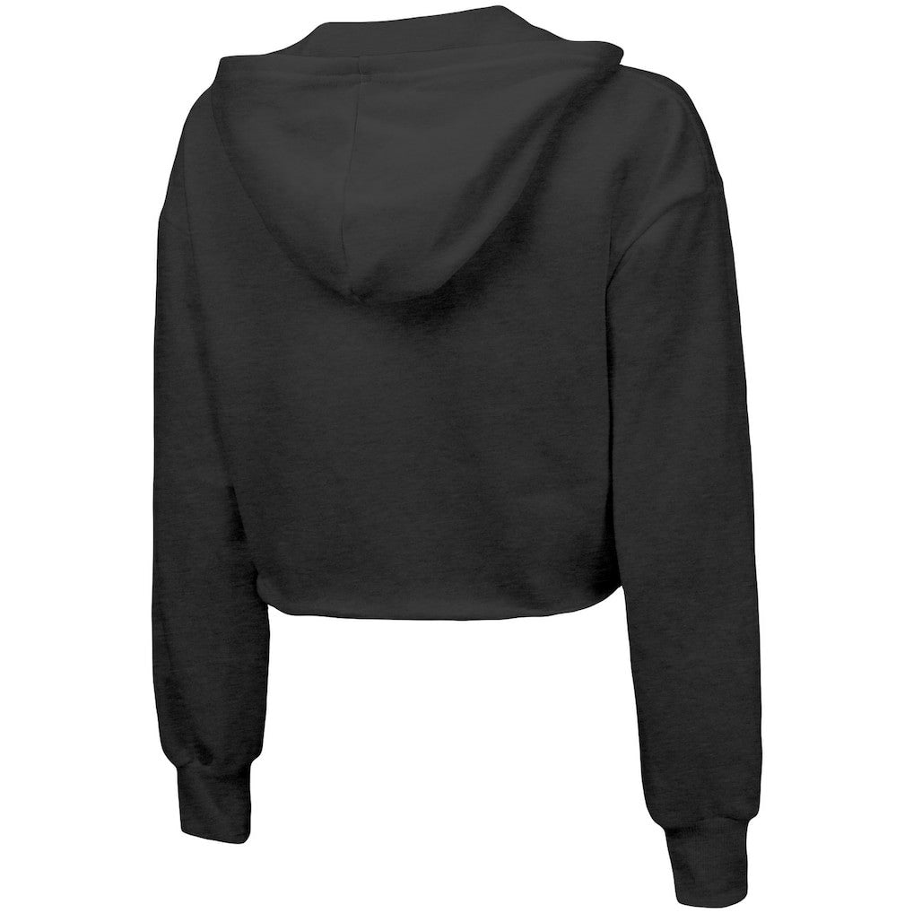 Brooklyn Nets Majestic Threads Women's Repeat Cropped Tri-Blend Pullover Hoodie Black - NBA