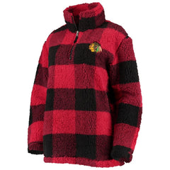 Chicago Blackhawks G-III 4Her by Carl Banks Women's Plaid Sherpa Quarter-Zip Jacket - Red/Black - NHL