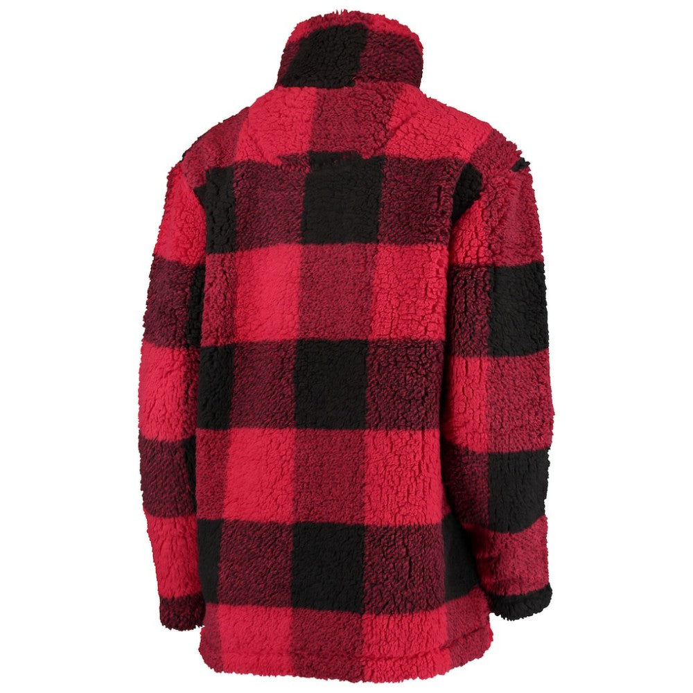Chicago Blackhawks G-III 4Her by Carl Banks Women's Plaid Sherpa Quarter-Zip Jacket - Red/Black - NHL