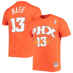 Steve Nash Phoenix Suns Hardwood Classics Stitch Name & Number T-Shirt Orange - NBA