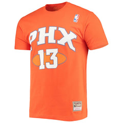 Steve Nash Phoenix Suns Hardwood Classics Stitch Name & Number T-Shirt Orange - NBA