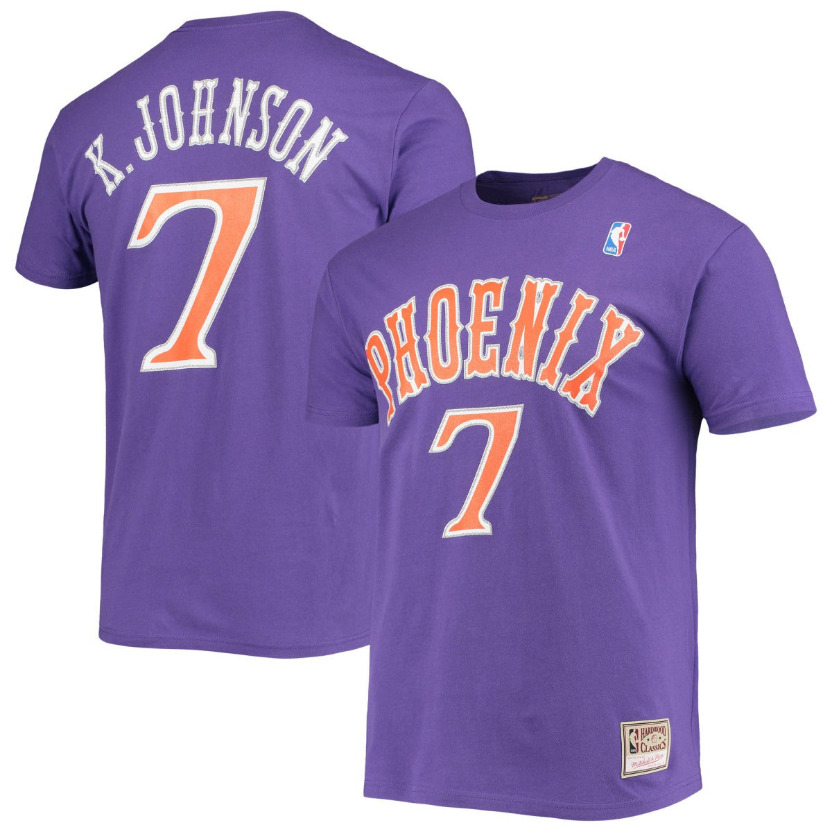 Kevin Johnson Phoenix Suns Hardwood Classics Stitch Name & Number T-Shirt Purple - NBA