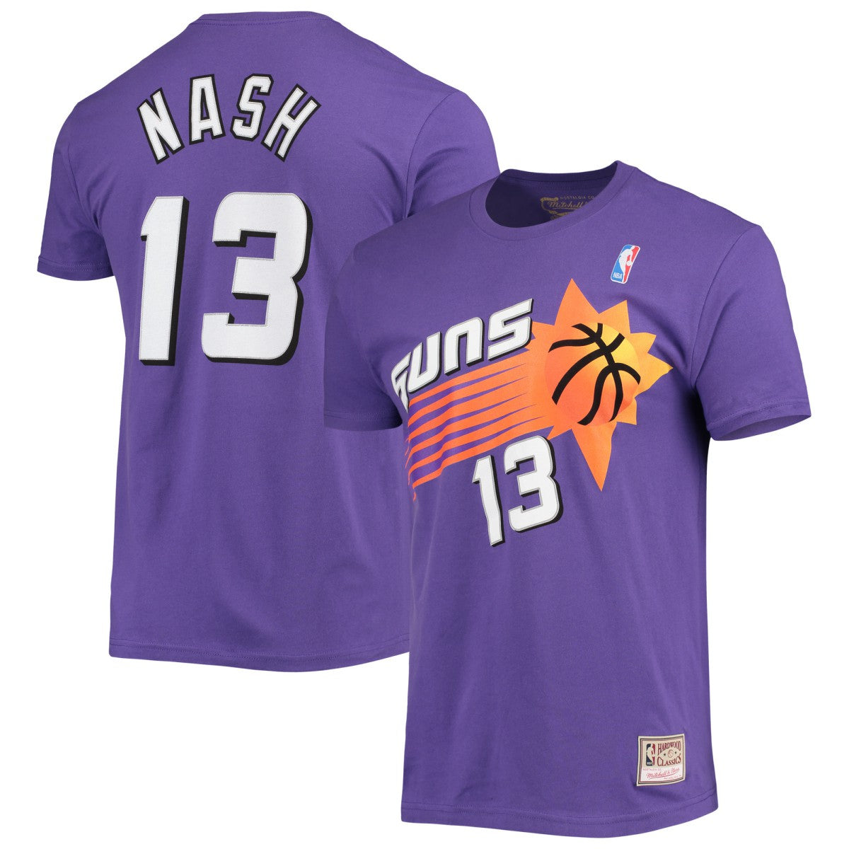 Steve Nash Phoenix Suns Hardwood Classics Stitch Name & Number T-Shirt Purple - NBA