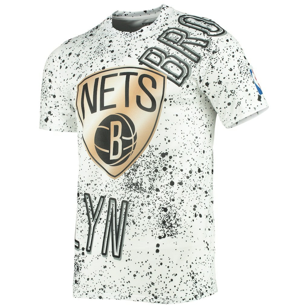 Brooklyn Nets FISLL Gold Foil Splatter Print T-Shirt White - NBA