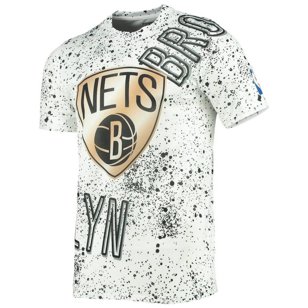 Brooklyn Nets FISLL Gold Foil Splatter Print T-Shirt White - NBA
