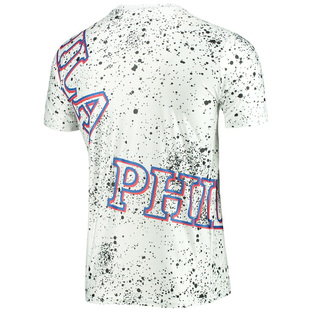 Philadelphia 76ers FISLL Gold Foil Splatter Print T-Shirt White - NBA