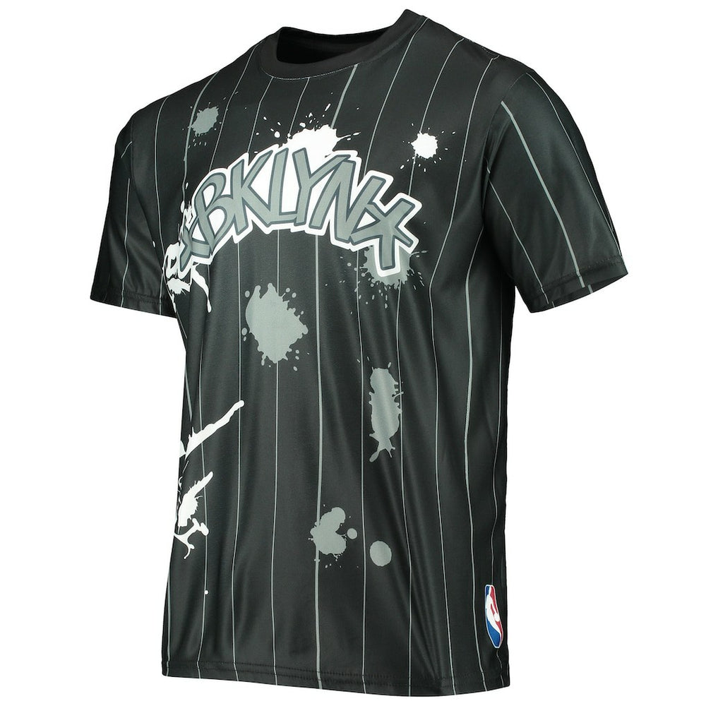Brooklyn Nets FISLL Striped Splatter T-Shirt Black - NBA