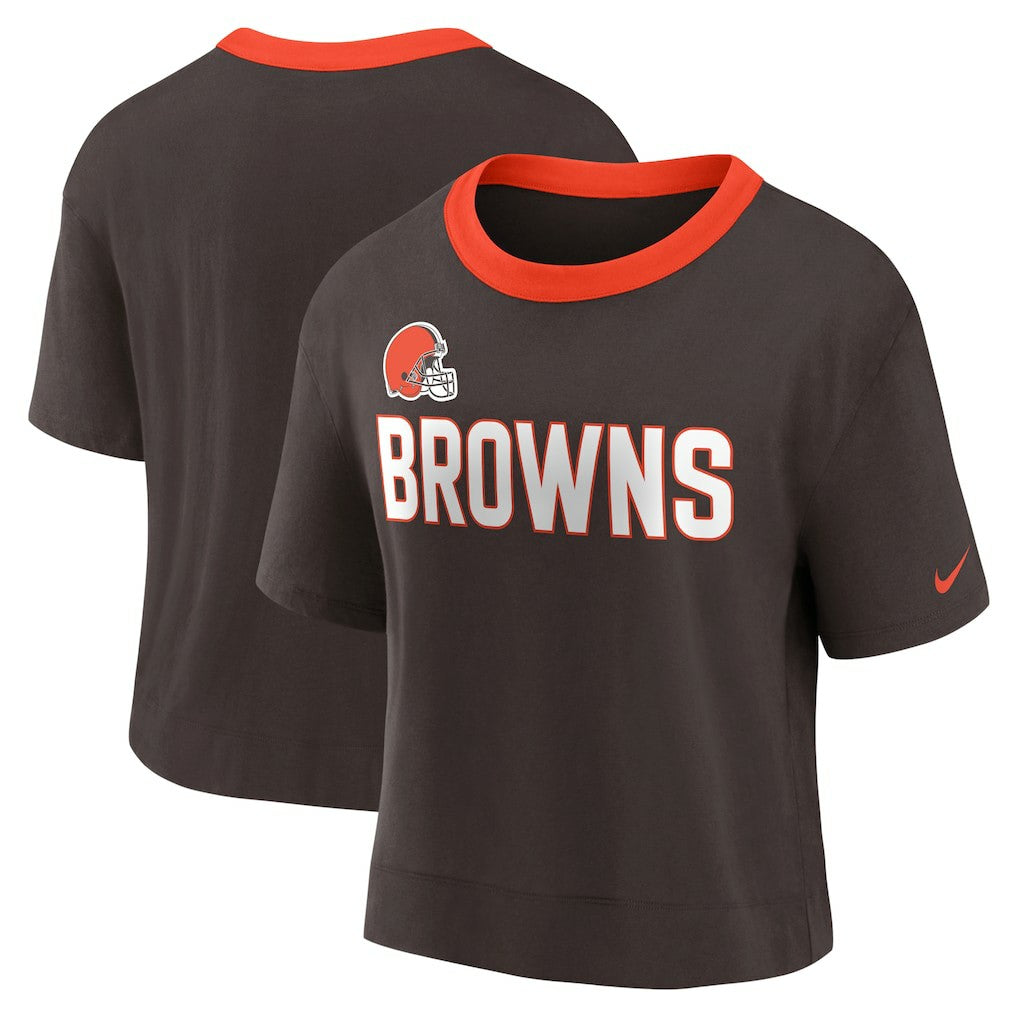 Cleveland Browns Women's High Hip Fashion Cropped Top Brown | Nike for Sale