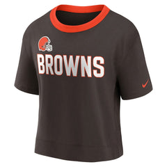 Cleveland Browns Women's High Hip Fashion Cropped Top Brown | Nike for Sale