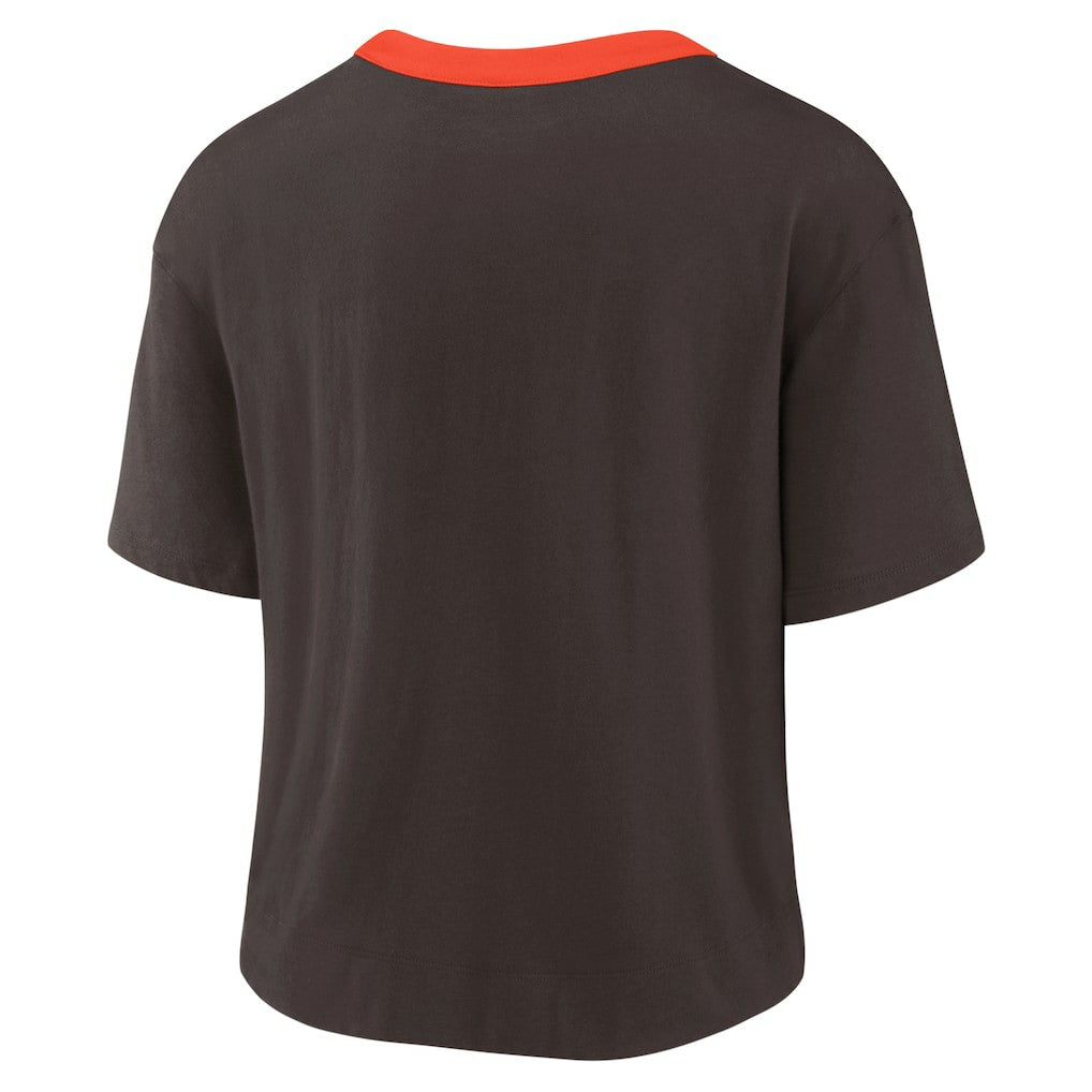 Cleveland Browns Women's High Hip Fashion Cropped Top Brown | Nike for Sale