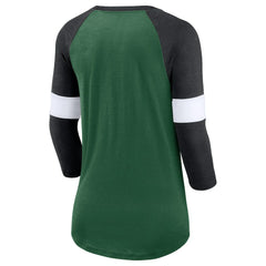 New York Jets Women's Football Pride Raglan 3/4-Sleeve T-Shirt Heather Green/Heather Black | Nike for Sale