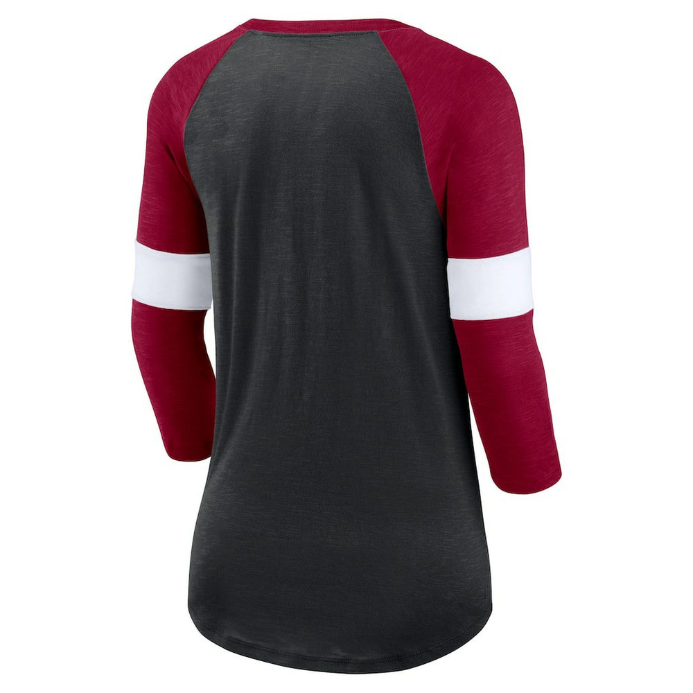 Washington Commanders Women's Football Pride Raglan 3/4-Sleeve T-Shirt Heather Black/Burgundy | Nike for Sale