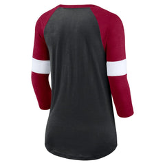 Washington Commanders Women's Football Pride Raglan 3/4-Sleeve T-Shirt Heather Black/Burgundy | Nike for Sale