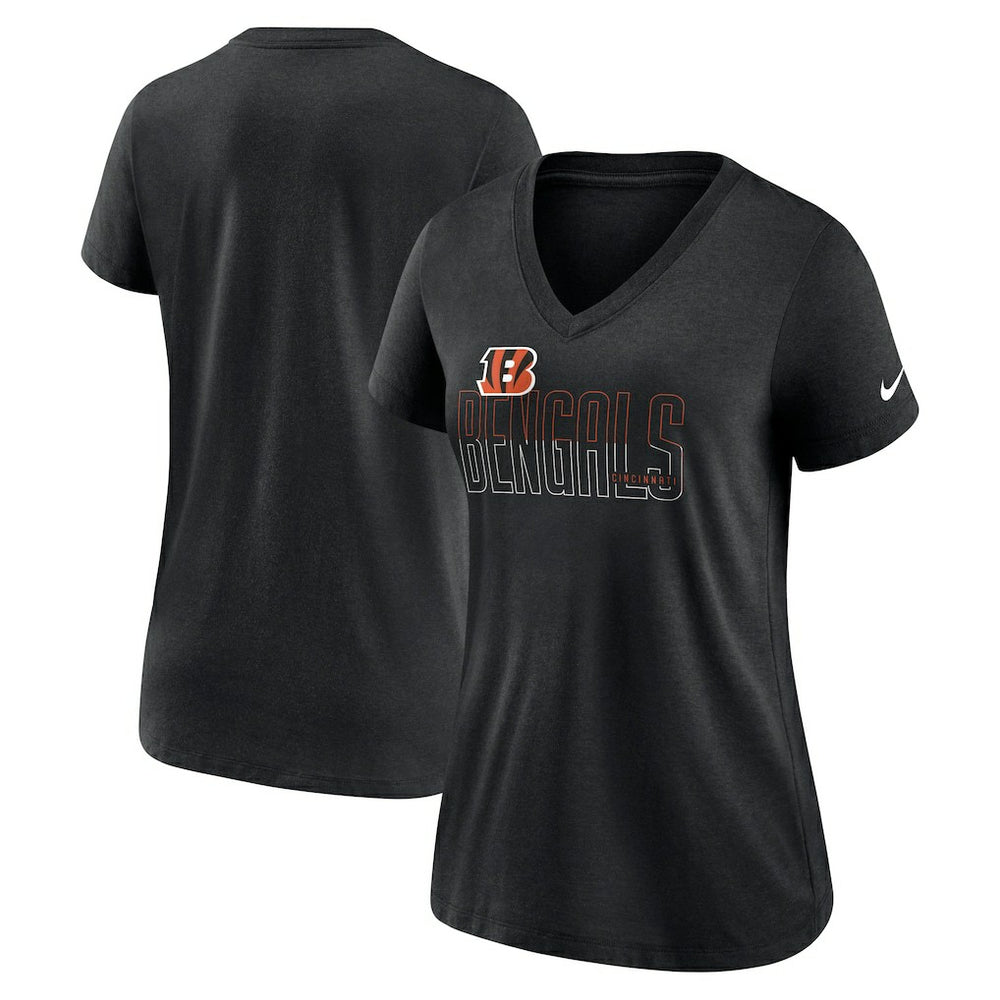 Cincinnati Bengals Women's Lock Up Tri-Blend V-Neck T-Shirt Heathered Black | Nike for Sale