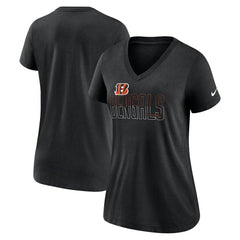 Cincinnati Bengals Women's Lock Up Tri-Blend V-Neck T-Shirt Heathered Black | Nike for Sale