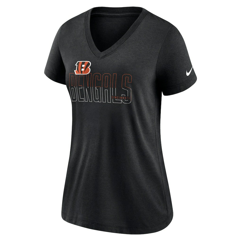 Cincinnati Bengals Women's Lock Up Tri-Blend V-Neck T-Shirt Heathered Black | Nike for Sale