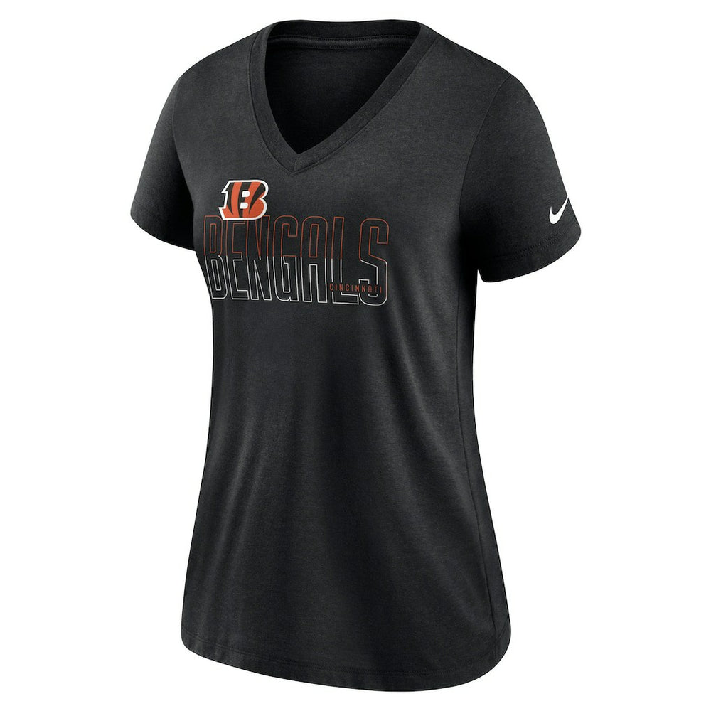 Cincinnati Bengals Women's Lock Up Tri-Blend V-Neck T-Shirt Heathered Black | Nike for Sale