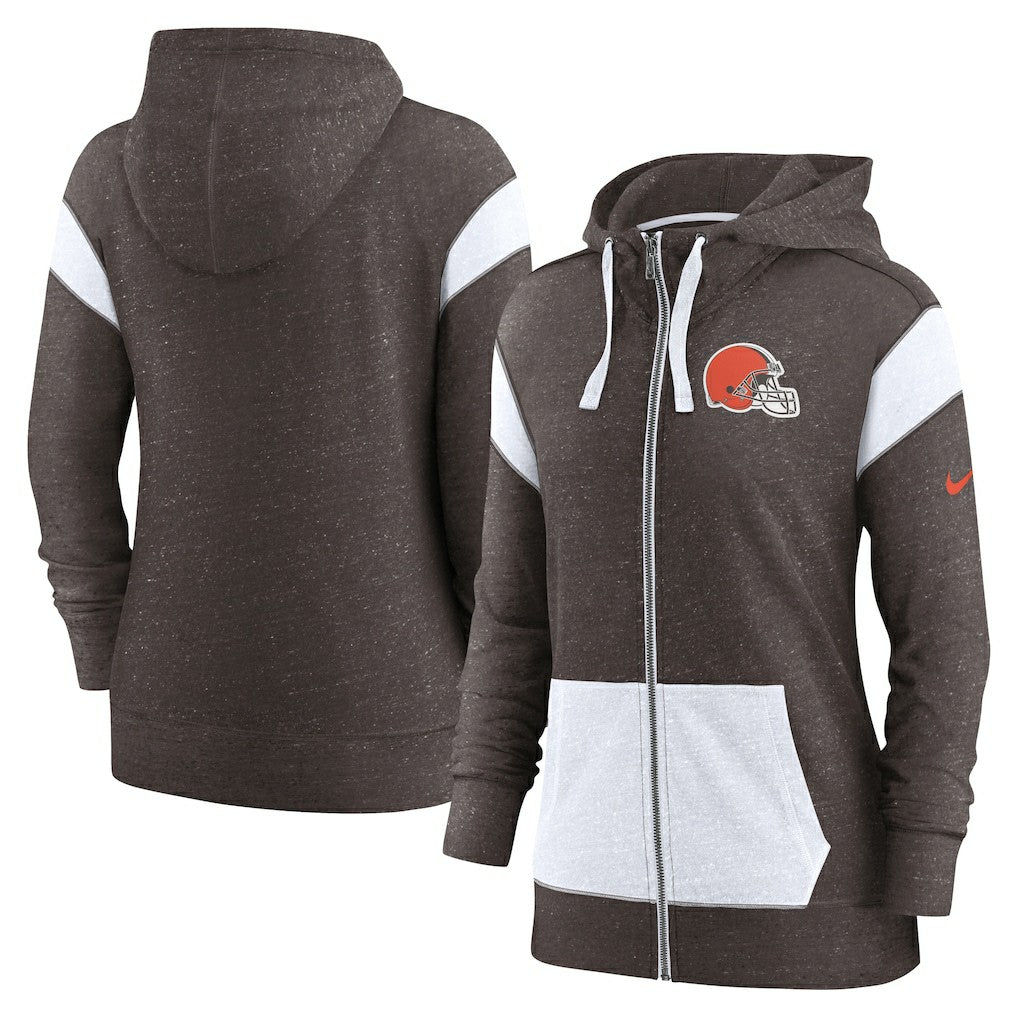 Cleveland Browns Women's Monaco Lightweight Full-Zip Hoodie Brown/White | Nike for Sale